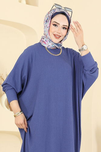 moda selvim الفستان ازرق 2000ERK1158 - Thumbnail