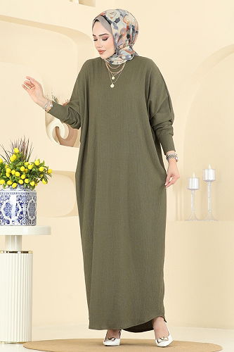 moda selvim الفستان اخضر عفني 2000ERK1158 - Thumbnail