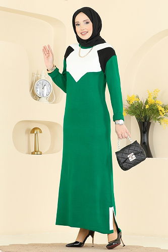 moda selvim Dress 2002MT581 Benetton Green - Thumbnail