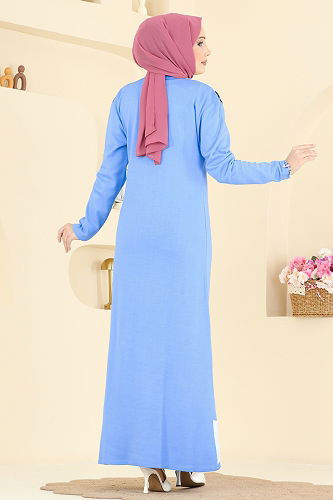 moda selvim Dress 2002MT581 Blue - Thumbnail