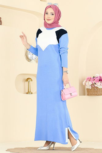 moda selvim الفستان أزرق 2002MT581 - Thumbnail