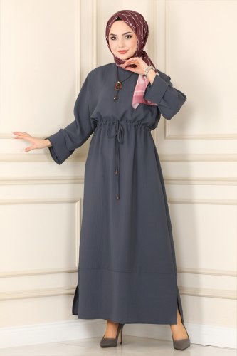 moda selvim Dress 2003MDA386 Anthracite - Thumbnail