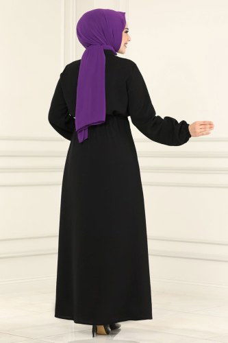 moda selvim Dress 2004MDA386 Black - Thumbnail