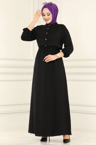 moda selvim Dress 2004MDA386 Black - Thumbnail