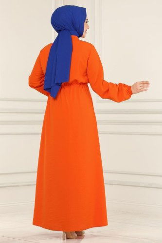 moda selvim Dress 2004MDA386 Orange - Thumbnail