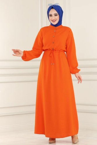 moda selvim Dress 2004MDA386 Orange - Thumbnail