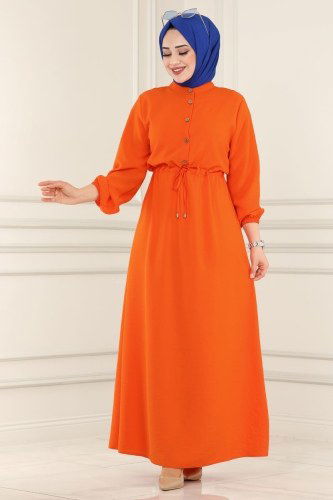 moda selvim Dress 2004MDA386 Orange - Thumbnail