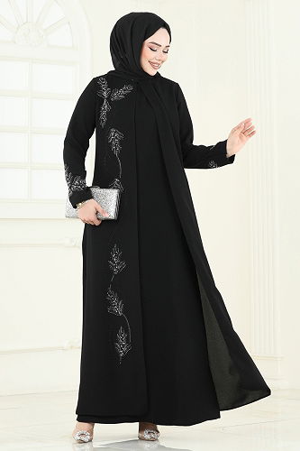 moda selvim Dress 2005OZT1013 Black - Thumbnail