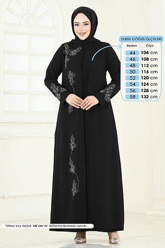 moda selvim Dress 2005OZT1013 Black - Thumbnail