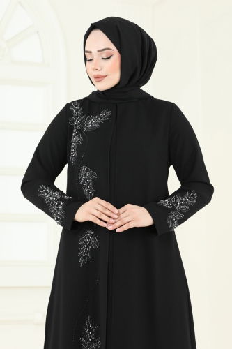 moda selvim الفستان أسود 2005OZT1013 - Thumbnail