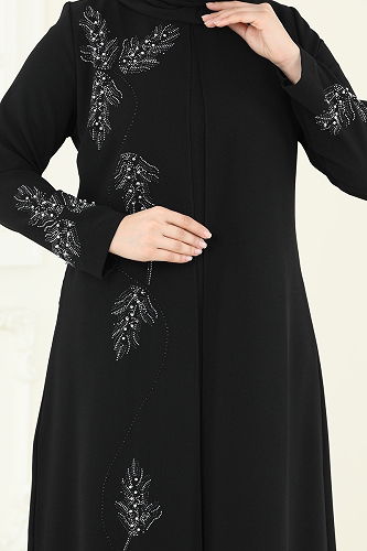 moda selvim الفستان أسود 2005OZT1013 - Thumbnail