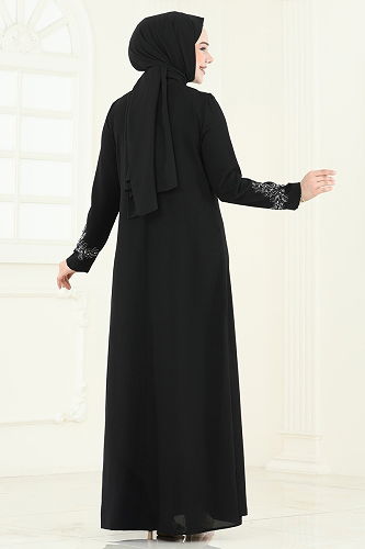 moda selvim الفستان أسود 2005OZT1013 - Thumbnail