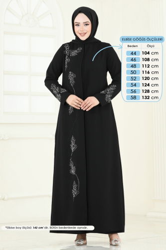 moda selvim الفستان أسود 2005OZT1013 - Thumbnail