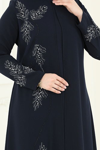 moda selvim Dress 2005OZT1013 Navy Blue - Thumbnail