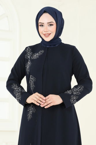 moda selvim الفستان كحلي 2005OZT1013 - Thumbnail
