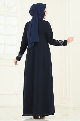 moda selvim الفستان كحلي 2005OZT1013 - Thumbnail