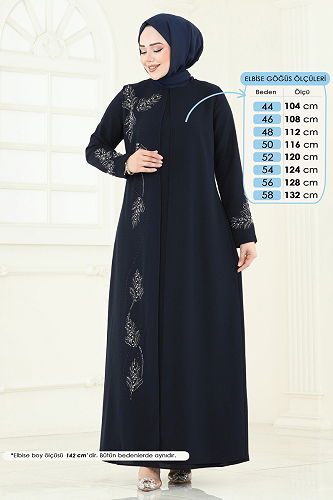 moda selvim الفستان كحلي 2005OZT1013 - Thumbnail