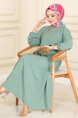 moda selvim Dress 2008-1ASM762 Mint - Thumbnail