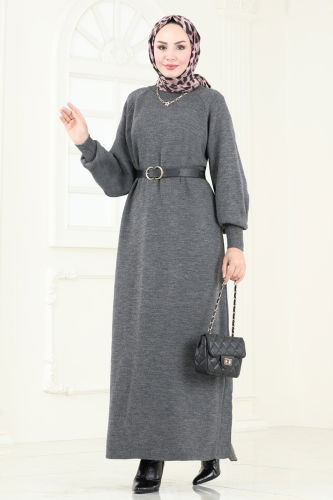 moda selvim Dress 200KLB1050 Anthracite - Thumbnail