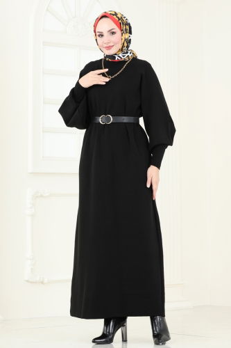 moda selvim Dress 200KLB1050 Black - Thumbnail