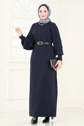 moda selvim Dress 200KLB1050 Navy Blue - Thumbnail