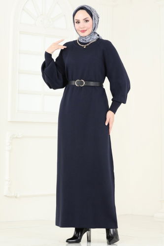 moda selvim Dress 200KLB1050 Navy Blue - Thumbnail