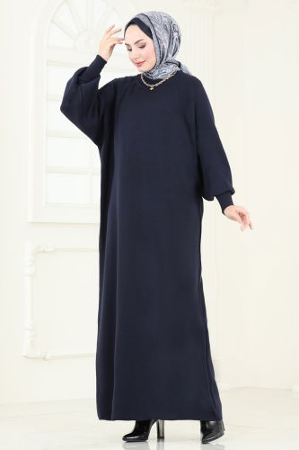 moda selvim Dress 200KLB1050 Navy Blue - Thumbnail