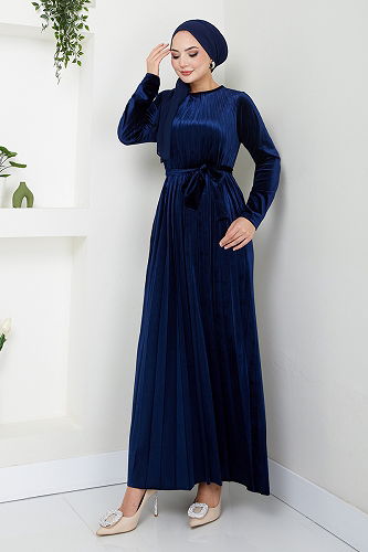 moda selvim Dress 2012EFY931-M Navy Blue - Thumbnail