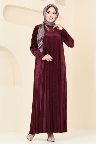 moda selvim Dress 2012MEY846 Burgundy - Thumbnail