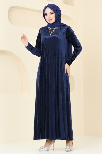 moda selvim Dress 2012MEY846 Navy Blue - Thumbnail