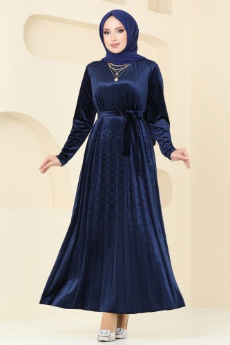 moda selvim Dress 2012MEY846 Navy Blue - Thumbnail