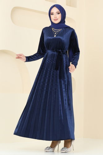 moda selvim Dress 2012MEY846 Navy Blue - Thumbnail