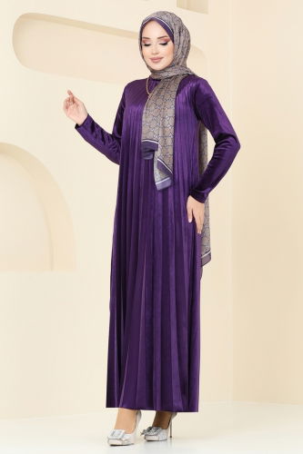 moda selvim Dress 2012MEY846 Purple - Thumbnail