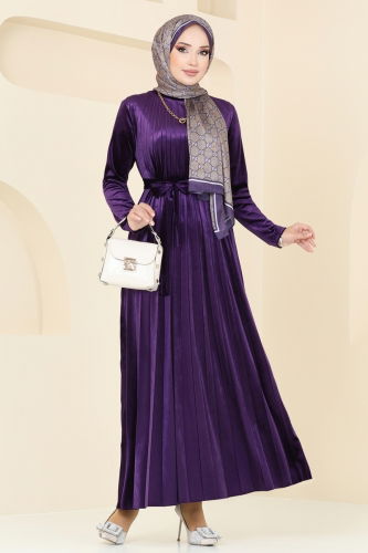 moda selvim Dress 2012MEY846 Purple - Thumbnail