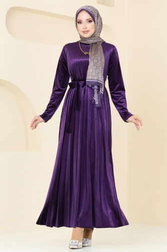 moda selvim Dress 2012MEY846 Purple - Thumbnail