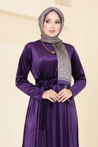 moda selvim Dress 2012MEY846 Purple - Thumbnail