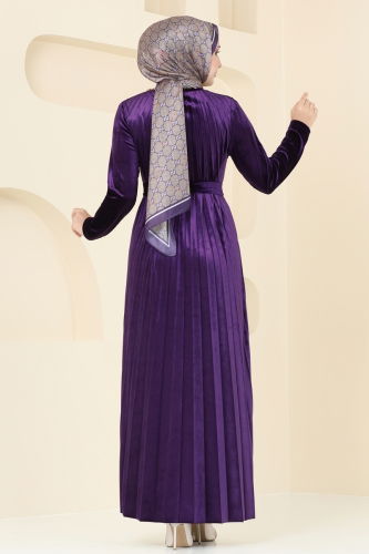 moda selvim Dress 2012MEY846 Purple - Thumbnail