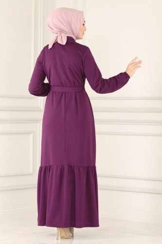 moda selvim 2012MRT754 بنفسجي فستان - Thumbnail