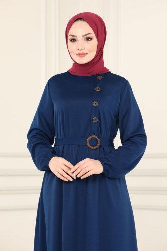 moda selvim 2014MRT754 ياقوتي غامق فستان - Thumbnail