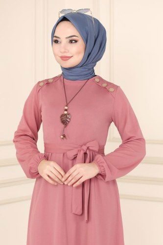 moda selvim 2015MRT754 الزهري فستان - Thumbnail