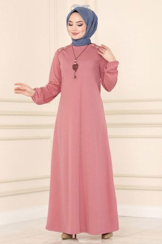 moda selvim 2015MRT754 الزهري فستان - Thumbnail