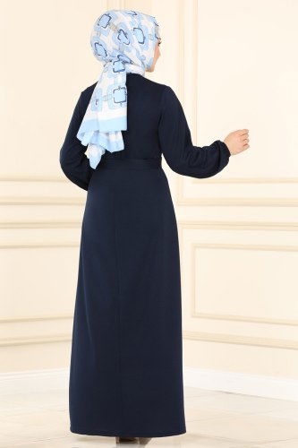 moda selvim 2015MRT754 كحلي فستان - Thumbnail