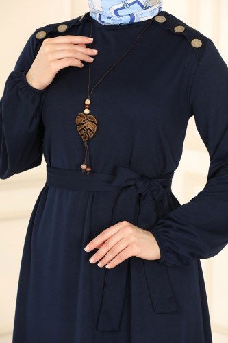 moda selvim 2015MRT754 كحلي فستان - Thumbnail