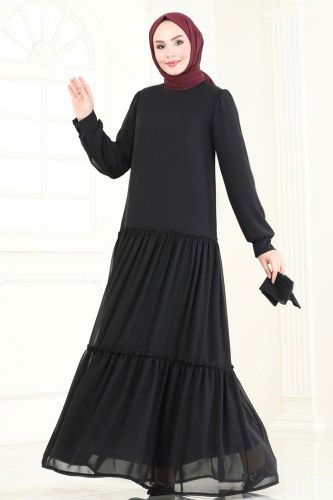 moda selvim Dress 2016MEY846 Black - Thumbnail