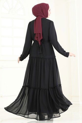 moda selvim Dress 2016MEY846 Black - Thumbnail