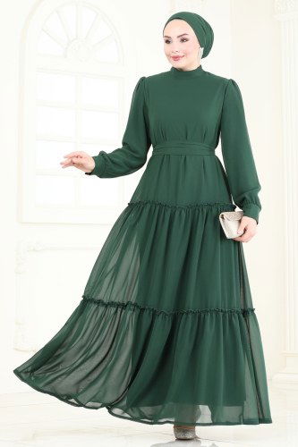 moda selvim Dress 2016MEY846 Emerald - Thumbnail