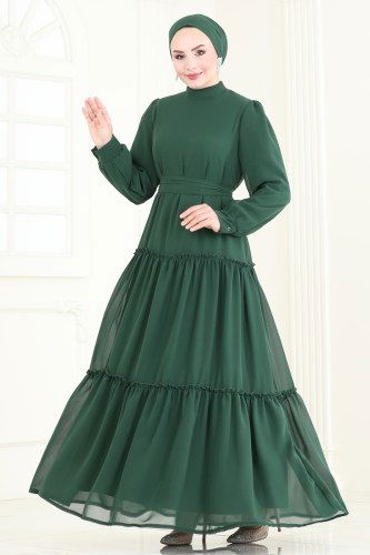 moda selvim Dress 2016MEY846 Emerald - Thumbnail