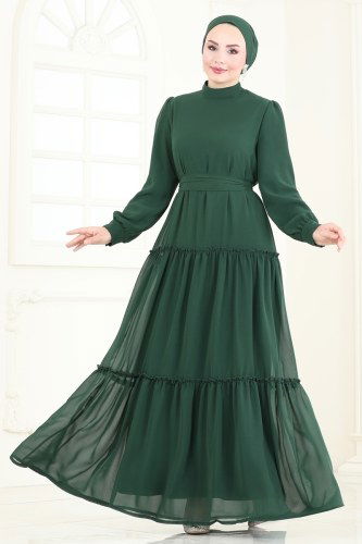 moda selvim Dress 2016MEY846 Emerald - Thumbnail