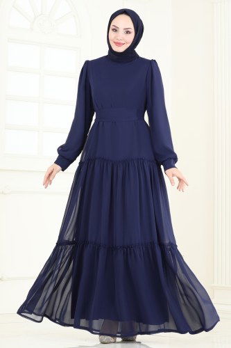 moda selvim Dress 2016MEY846 Navy Blue - Thumbnail