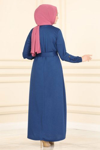 moda selvim 2017MRT754 ياقوتي فستان - Thumbnail
